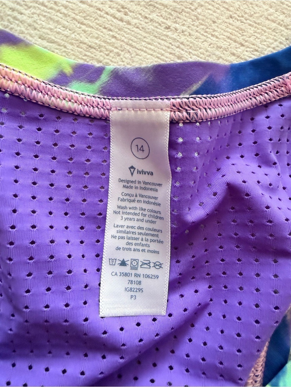 Ivivva by Lululemon Girls Athletic Dress Purple Tie Dye Size 14 - Picture 2 of 4